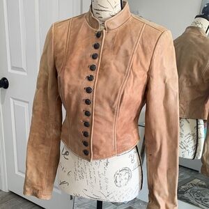 INC International Concepts Camel Leather Jacket